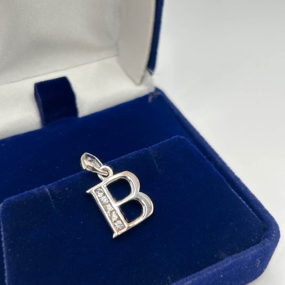 Vintage Silver and Crystal Diamond 'B' Initial Letter Pendant​